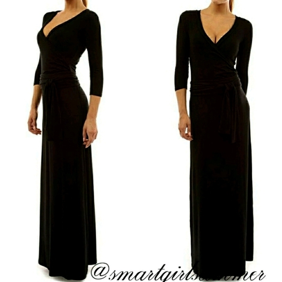 🆕⭐Black faux wrap quarter sleeve maxi dress - Picture 2 of 7